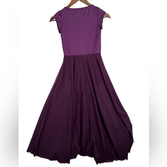 Weissman Purple Cap-Sleeve Leotard Dress With Mesh Skirt Large Child (LC) - Picture 5 of 7